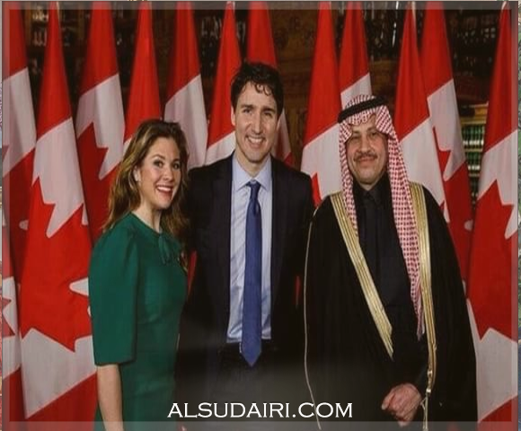 السفير نايف بن بندر السديري حفظه الله مع رئيس الوزراء الكندي جستن ترودو